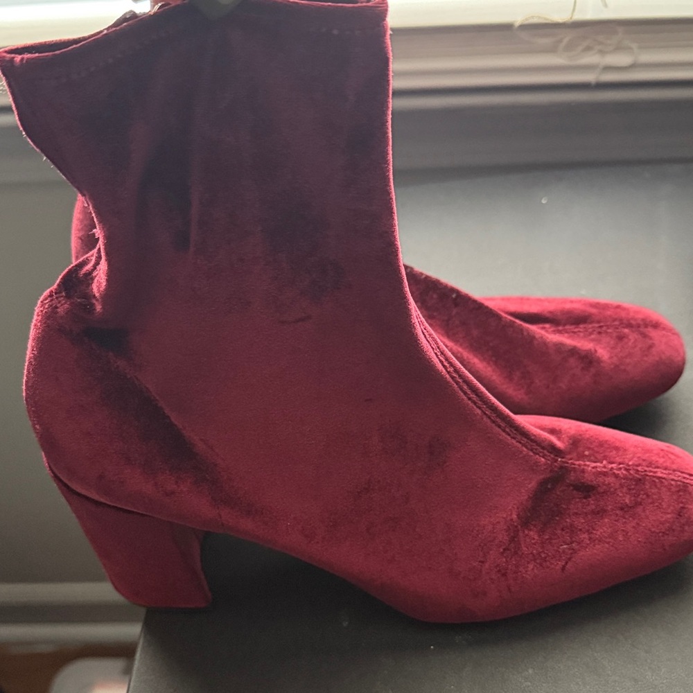 Circus by Sam Edelman Velvet Heeled Boots in Deep Red
